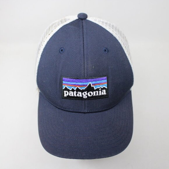 Patagonia Trucker Hat Womens Blue & White Adjustable Mesh Back Patch Logo Cap - Picture 3 of 10